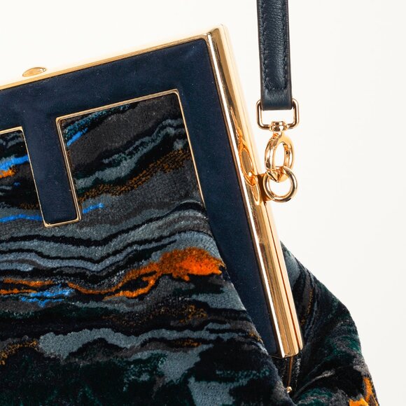 Fendi First Small Blue Tappetino Velvet Clutch - Picture 7 of 15